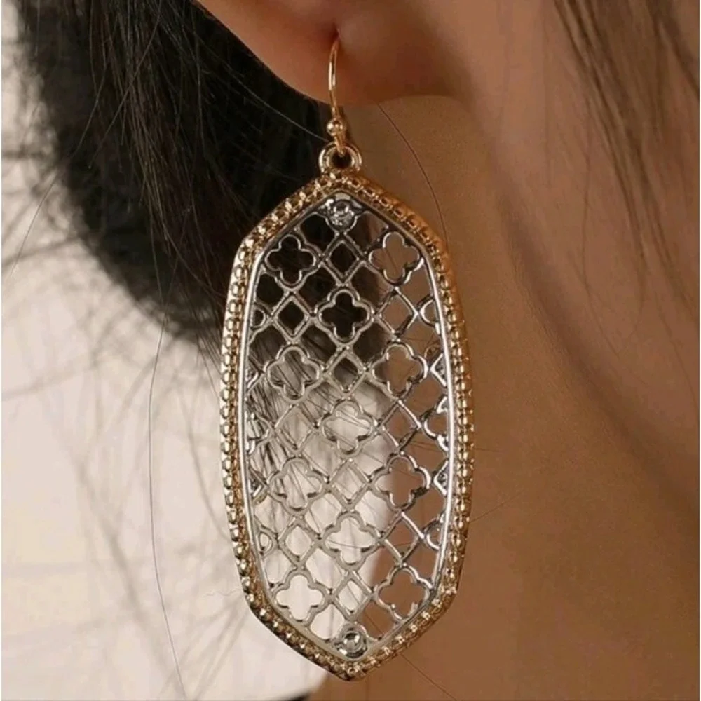 Gold Silver Filigree Earrings Dangle Boho lightweight metal casual 💖2/$30